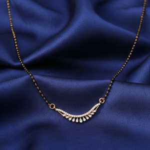 Mangalsutra plaqué argent Hallmark avec perle d'eau douce en or rose - Product Image 2