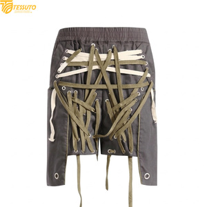 Custom Multi-Lace Streetwear Shorts | Punk Style Layered <b>Skirt</b>-Shorts | Heavy Cotton Distressed Tactical Shorts - Product Image 4