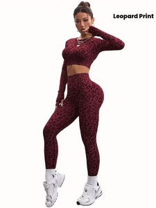 <b>Women</b> Two Piece Activewear Suit Animal Print Gym Bra <b>Top</b> <b>Compression</b> Tummy Control Butt Lifting Running Tights Tracksuit - Product Image 5