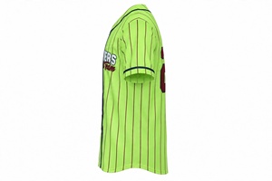 Custom Fallen Riders <b>Lime</b> <b>Green</b> Pinstripe Baseball Jersey Sublimated Button Up Team Uniform Hip Hop Streetwear <b>Shirt</b> Custom Name - Product Image 3
