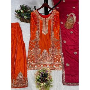 Hermosa ropa de fiesta Top-Bottom y Dupatta Talla XL - Product Image 3