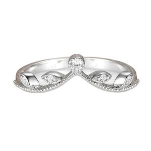 Anillo DE BODA curvo Art Deco en anillo de diamante Natural chapado en oro blanco para mujer, joyería elegante para el día a día, anillo para ocasiones especiales - Product Image 1