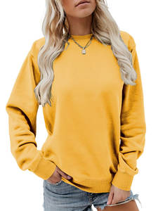 Venta al por mayor directa de fábrica: Sudadera básica de cuello redondo para mujer, color liso, manga larga, estilo oversize, ropa casual de otoño. - Product Image 3