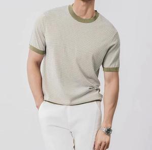 Men's Silk Screen Printed Blank Design Short Sleeve O-Neck Knitted Casual <b>T</b>-<b>Shirt</b> Regular <b>Fit</b> Contrast Trim <b>White</b> Pants for - Product Image 1