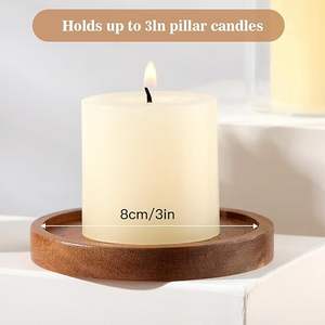 ถาดไม้ทรงกลมสำหรับวางเทียนตกแต่งสไตล์มินิมอล ของตกแต่งบ้านสไตล์เรียบง่าย ฐานวางเทียนทีไลท์ ชุด 2 ชิ้น - Product Image 2
