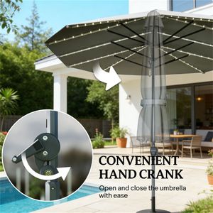 Parasol de terrasse extérieur gris foncé et bases pour parasols de patio - Product Image 3