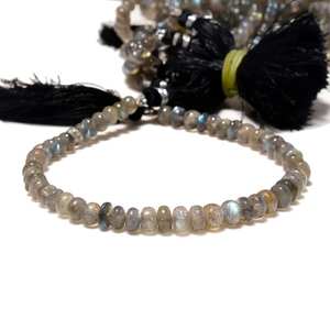 Cuentas de Labradorita Natural Lisa en Forma de Rondelle para Joyería, Hilo de Piedras Sueltas de Alta Calidad - Product Image 3