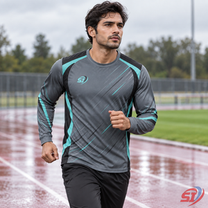 Custom <b>Mens</b> Moisture Wicking Polyester/Cotton Sublimation Print Long Sleeve Sports T-<b>Shirt</b> Athletic Training Summer Tee - Product Image 3