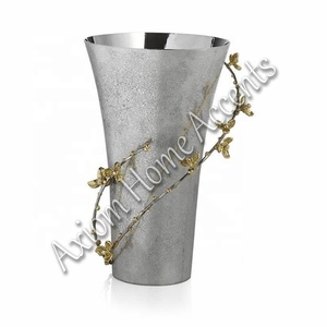 Axiom Home Accents Moderne Élégant En Métal En Aluminium Fleur Vase Cristal Transparent Glaçure pour Mariage Floral Décoratif Sol Vase - Product Image 2