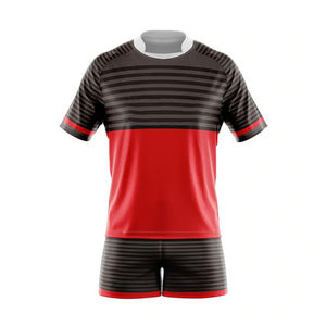 Rugby Uniform Set <b>Red</b> & Black Two <b>Toned</b> Sublimation Print Rugby Uniform Matches Training Practice Tournament Uniform Breathable - Product Image 1