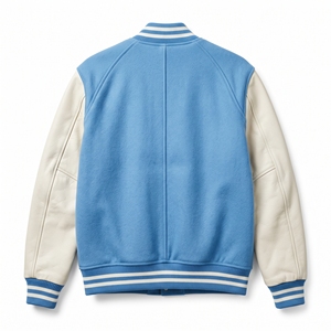 Chaqueta Varsity Azul Claro para Hombre Dumela, Estilo Preppy, Insignia Bordada, Cierre de Botones Frontales, Ropa de Invierno, Resistente al Viento - Product Image 2