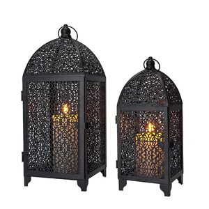 <b>Tall</b> Handmade Iron <b>Lanterns</b> Set Intricate Cutout Design Durable Black Metal Customized Easter Christmas Home Decoration - Product Image 3