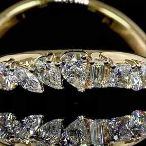 Bague de mariage ethnique et cadeau de fiançailles en diamant rond brillant cultivé en laboratoire, or 10K 14K 18K, argent 925 935 - Product Image 2