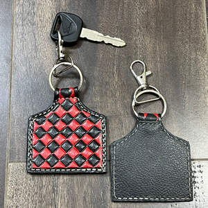 Nouveau porte-clés en cuir rouge et noir à carreaux, design original, en cuir véritable, vente en gros, porte-clés de voiture et accessoire de sac - Product Image 6