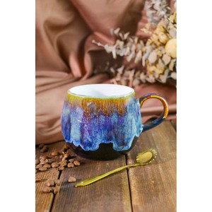 แก้วกาแฟเซรามิกคุณภาพสูงพร้อมช้อน สไตล์วาบิซาบิ ผิวด้าน ลายดอกไม้ สำหรับใช้ในบ้าน - Product Image 2
