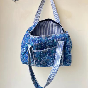 Wholesale Solid Color Quilted Lightweight Open Tote Bag <b>Large</b> Capacity Cotton Shoulder Handbag Soft Cotton Lining for Women - Product Image 1