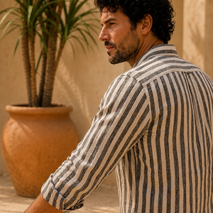 Camisa de Lino a Rayas para Hombre, para Verano, 100% Lino, Suave, Cómoda, Transpirable, Ecológica, Informal - Product Image 2