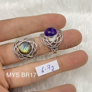 Anillo Redondo de Amatista Multicolor Natural, Plata de Ley 925, Anillos de Piedras Preciosas de Plata, Precio al por Mayor, Joyería de Plata - Product Image 1