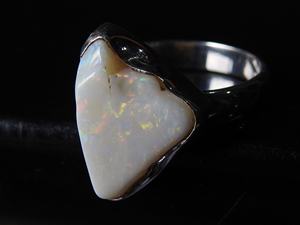 Australian Opal Natural Polished Rough Prong Setting Silver Gemstone Classic Ring for Party <b>Wedding</b> Gift for Her New Arrival - Product Image 2