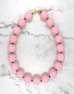 MN EXPORTS MNE-732 <b>Pink</b> Beaded <b>Necklace</b> Women's Natural Pearl Resin Ball Chain Hand-made Cute Fashion Christian Wedding - Product Image 1