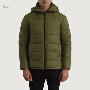 Blouson matelassé à capuche personnalisé pour homme – Collection Printemps – Style universitaire, moto, streetwear – Design uni, imperméable à l'avant - Product Image 1