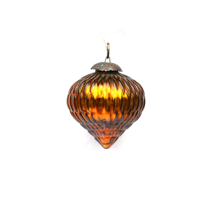 Ornement de Noël en verre ambré côtelé Vinita Impex, boule suspendue |   Décoration de vacances vintage de luxe, écologique - Product Image 4