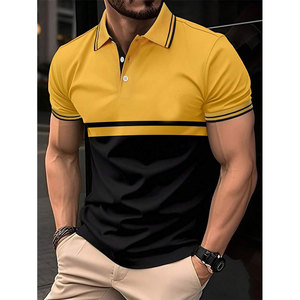 T-shirt Homme Jaune et Noir 100% Coton à Manches Courtes Tricoté Coupe Droite Décontracté avec Logo Avant Séchage Rapide Design Uni - Product Image 5