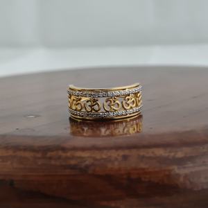 18K Yellow Gold Diamond Om Symbol Wide Band <b>Ring</b> for Women Spiritual Religious <b>Statement</b> Wedding Party Fine Jewelry Gift - Product Image 4