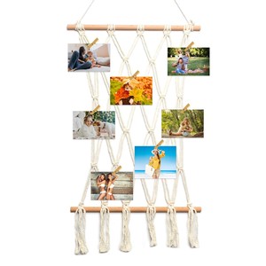 Handcrafted Acacia Wood Boho <b>Macram</b> Photo Frame Wholesale | Tribal <b>Art</b> Display - Product Image 1