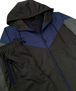 Ensemble de survêtement 2 pièces respirant pour femme, coupe courte, en nylon noir avec passepoil réfléchissant, coupe-vent à manches longues, idéal pour l'été - Product Image 6