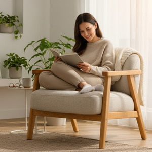 Fauteuil de loisirs en velours tufté, chaise d'appoint confortable pour la lecture, le salon, la chambre à coucher, l'appartement - Product Image 2