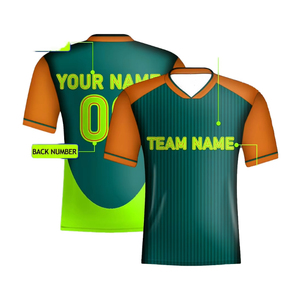 Camiseta de Fútbol para Hombre, Cuello en V, Verde y Roja, Manga Corta, Impresión por Transferencia de Calor, 100% Poliéster, Malla Transpirable, Corte Regular - Product Image 4