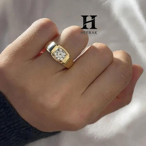 Anillo de Diamante Moissanita de Oro Amarillo de 18K para Hombre, Corte Redondo, Solitario, Anillo de Compromiso, Joyería Fina, Regalo para Hombre - Product Image 4