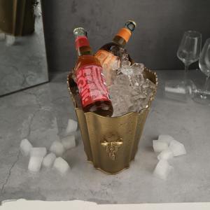 ถังน้ำแข็งตกแต่งสีทองลายดอกไม้ เหมาะสำหรับงานแต่งงาน ปาร์ตี้ บาร์ บริการค็อกเทล และงานเลี้ยงสังสรรค์ - Product Image 2