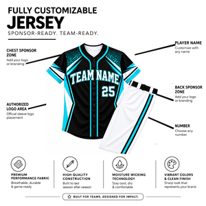 Ensemble de maillots de baseball personnalisés pour adultes, manches courtes, impression sublimée, évacuation de l'humidité, 100% polyester, nom et numéro de l'équipe personnalisables - Product Image 1