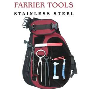 Kit d'entretien des sabots de cheval avec testeur de sabots, cisaille à sabots, pince à sabots, décolleuse de clous, couteau à sabots, couteau à boucles et tablier - Product Image 6