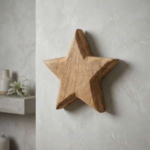 Startik Handcrafted <b>Wooden</b> Star Sculpture <b>Rustic</b> Solid Teak Tabletop Decorative Artwork Home Decor Accent Display Star Block Art - Product Image 4