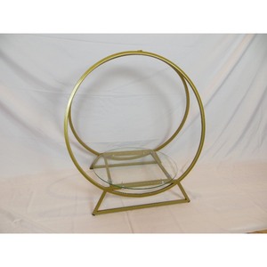 Support à gâteau rond en métal avec plateau en verre, finition dorée, présentoir décoratif de forme circulaire - Product Image 5