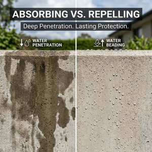 Scellant hydrofuge extérieur à base de silane POUR, durabilité 10+ ans, revêtement liquide pénétrant en profondeur pour béton, application au pinceau, en vrac - Product Image 2