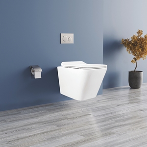 WC suspendu mural de qualité, carré, monobloc en céramique, écologique, avec siphon en P ou en S, réservoir encastré, design minimaliste, équipement de salle de bain - Product Image 4