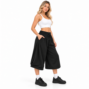 Factory Price Women Baggy Sweat <b>Shorts</b> Trending Y2K Oversized Wide Leg <b>Shorts</b> Wholesale Solid Color Stylish Womens <b>Culottes</b> - Product Image 1
