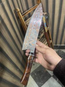 OEM Custom Copper Damascus Steel Razor Sharp Blade Knife Handmade <b>BBQ</b> Meat Carving Chef Knife Resin Handle Ideal Gift - Product Image 2