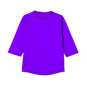 T-shirt décontracté pour homme, col rond, manches raglan, noir, coupe ample, couleur unie, 100% coton, impression par transfert par sublimation - Product Image 2
