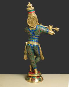 Statue de Krishna NIRMALA HANDICRAFTS, aluminium de haute qualité, Art déco, faite à la main, décoration religieuse et culturelle pour table - Product Image 2