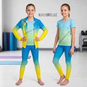Conjunto Deportivo Personalizado para Gimnasia, Chaqueta y Leggings para Niñas, Ropa de Entrenamiento de Animadoras, Ropa de Práctica con Logotipo de Equipo de Gimnasia - Product Image 3