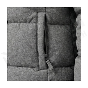 Hooded Quilted Jacket <b>Women</b> Winter Windproof Thick Polyester Filling Full Sleeve Solid Gray Regular Length - Product Image 5