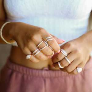 14K Solid Gold Round Lab Grown Diamond Pinky Ring Pave Set Marquise Shape Cluster Statement Signet Bands Factory Price Wholesale - Product Image 6