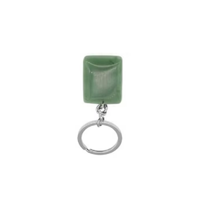 Porte-clés en cristal de haute qualité, jade vert rectangulaire, pierre naturelle, cadeau pour femmes, grossiste en porte-clés - Product Image 3