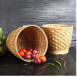 Stunning Rectangular Woven <b>Bamboo</b> Storage Garden Planter <b>Baskets</b> Standing Feet Tall Handle Eco-Friendly Luxury Hotel Use Hanging - Product Image 6