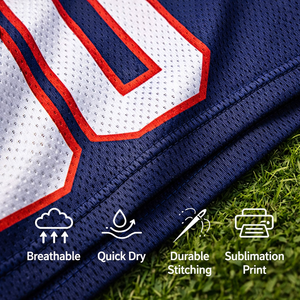 เสื้อทีมอเมริกันฟุตบอลแบบกำหนดเองสำหรับโรงเรียน ผ้าโพลีเอสเตอร์แห้งเร็ว ระบายอากาศได้ดี ปักชื่อและหมายเลขผู้เล่นตามสั่ง - Product Image 3